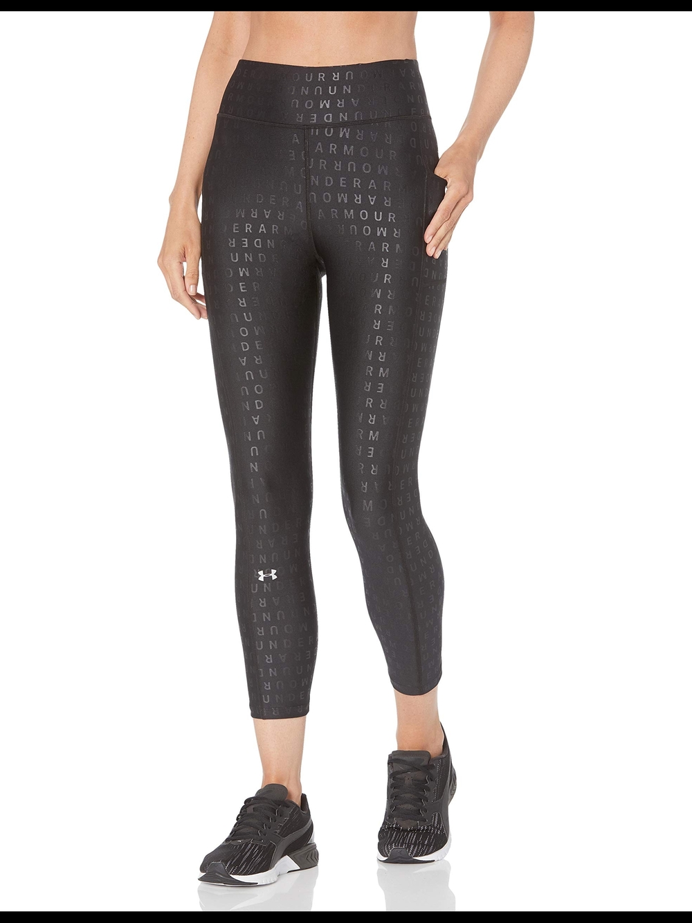 Womens Under Armour Black Logo-Print Performance Leggings